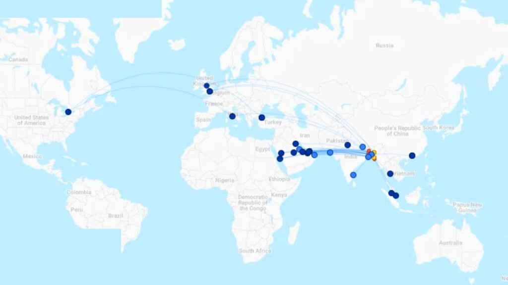 Biman Bangladesh Airlines Route Map