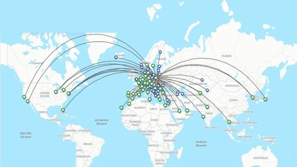 LOT Polish Airlines Route Map